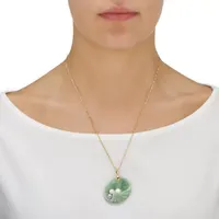 Seashell Womens Genuine Green Jade 14K Gold Pendant