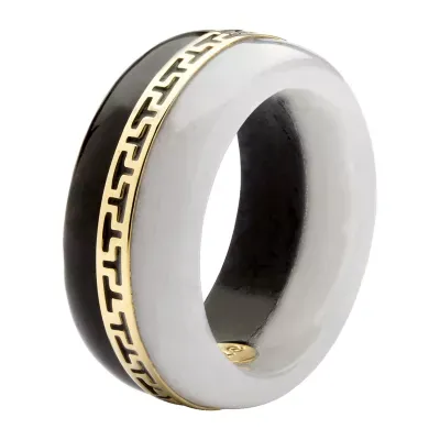 10MM Genuine White Jade 14K Gold Band