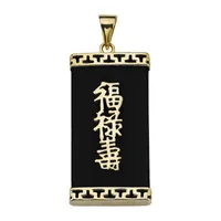 Womens Genuine Black Jade 10K Gold Pendant