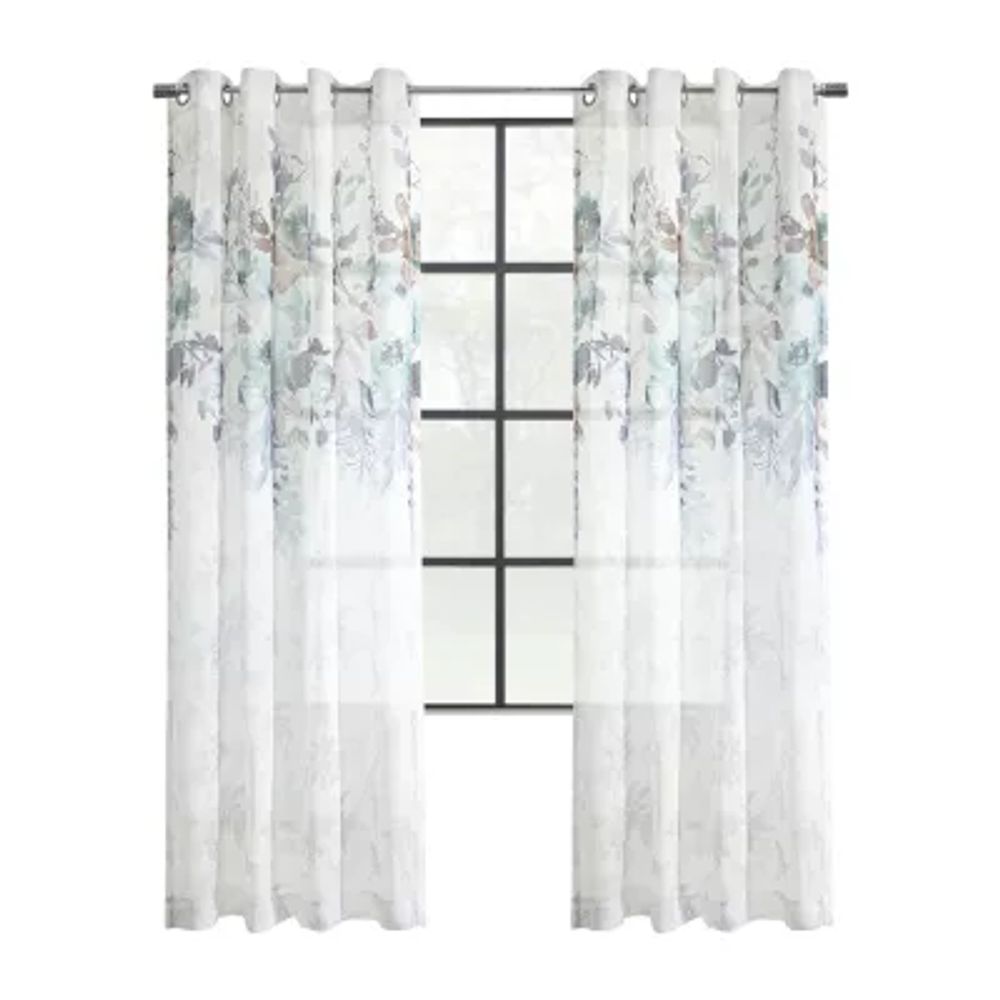 Floralie Energy Saving Light-Filtering Grommet Top Single Curtain Panel