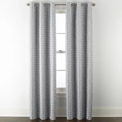 Home Expressions Allister Print Circular Geo Energy Saving 100% Blackout Grommet Top Single Curtain Panel