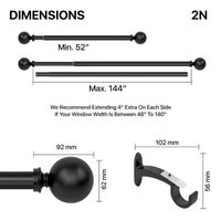 Deco Window 2-Pack Basics Ball 1 Curtain Rod