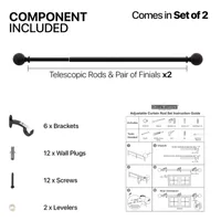 Deco Window 2-Pack Ribbed Ball 1 Curtain Rod