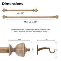 Deco Window Wooden Urn 1 Curtain Rod