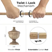 Deco Window Wooden Urn 1 Curtain Rod