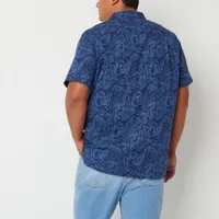 mutual weave Big and Tall Mens Short Sleeve Camp Shirt