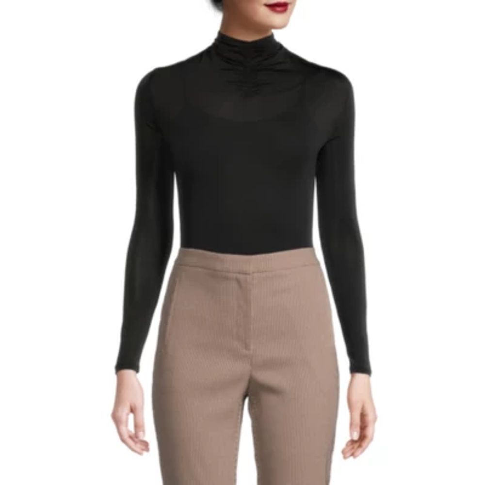 worthington womens high neck long sleeve blouse