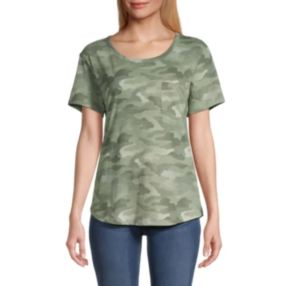 a.n.a Womens Round Neck Short Sleeve T-Shirt