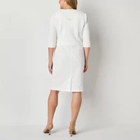 Maya Brooke Womens Pearl Trim Jacket Dress