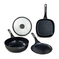 BergHOFF Leo Stone+ Ceramic Non-Stick 4-pc. Cookware Set