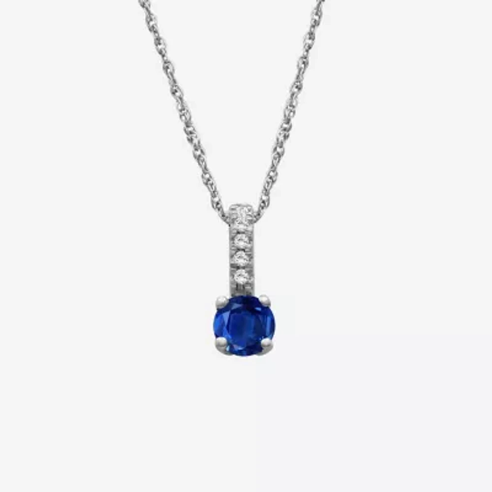 Womens Diamond Accent Genuine Red Ruby 10K Gold Pendant Necklace