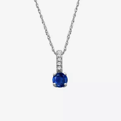 Womens Diamond Accent Genuine Red Ruby 10K Gold Pendant Necklace