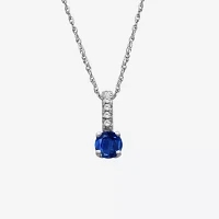 Womens Diamond Accent Genuine Red Ruby 10K Gold Pendant Necklace