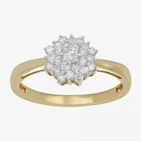 Womens 1/2 CT. T.W. Natural White Diamond 10K Gold Cluster Cocktail Ring