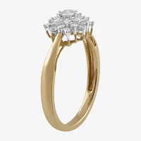 Womens 1/2 CT. T.W. Natural White Diamond 10K Gold Cluster Cocktail Ring