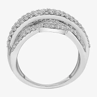 (I / I1) Womens 3 CT. T.W. Lab Grown White Diamond 10K Gold Crossover Cocktail Ring