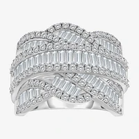 (I / I1) Womens 3 CT. T.W. Lab Grown White Diamond 10K Gold Crossover Cocktail Ring