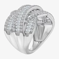 (I / I1) Womens 3 CT. T.W. Lab Grown White Diamond 10K Gold Crossover Cocktail Ring