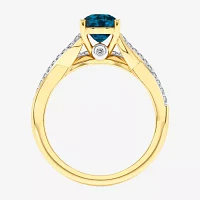 Modern Bride Gemstone Womens 1/8 CT. T.W. Genuine Blue Topaz 10K Gold Oval Side Stone Bridal Set