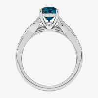 Modern Bride Gemstone Womens 1/8 CT. T.W. Genuine Blue Topaz 10K White Gold Oval Side Stone Bridal Set