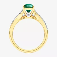 Modern Bride Gemstone Womens 1/8 CT. T.W. Genuine Green Emerald 10K Gold Oval Side Stone Bridal Set