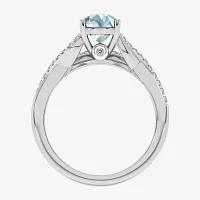 Modern Bride Gemstone Womens 1/8 CT. T.W. Genuine Blue Aquamarine 10K White Gold Oval Side Stone Bridal Set