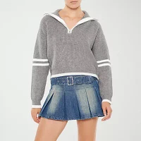 Forever 21 Juniors Womens Long Sleeve Quarter-Zip Pullover