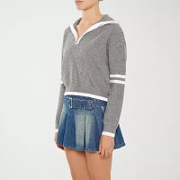 Forever 21 Juniors Womens Long Sleeve Quarter-Zip Pullover