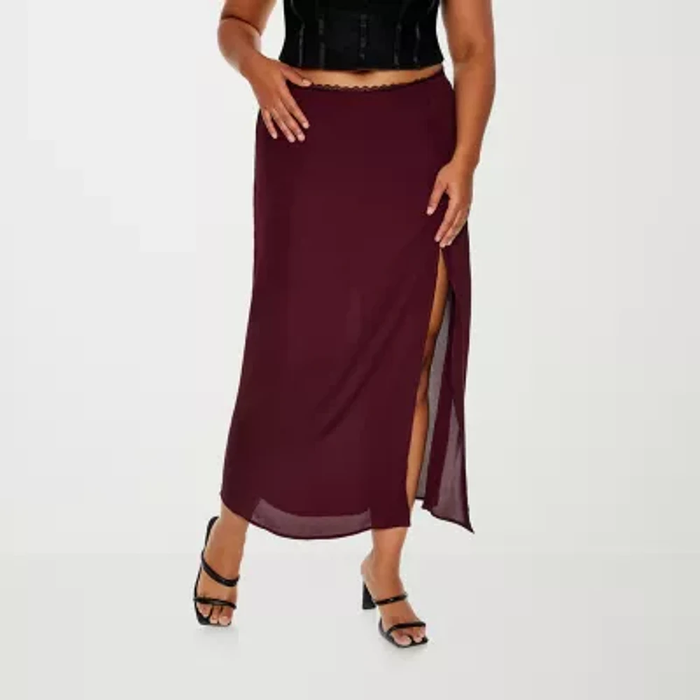 Forever 21 Maxi Skirt Womens High Rise Long A-Line Skirt-Juniors Plus