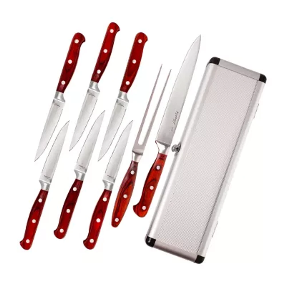 BergHOFF Pakka Wood Stainless Steel 9-pc. Carving Knife Set with Case