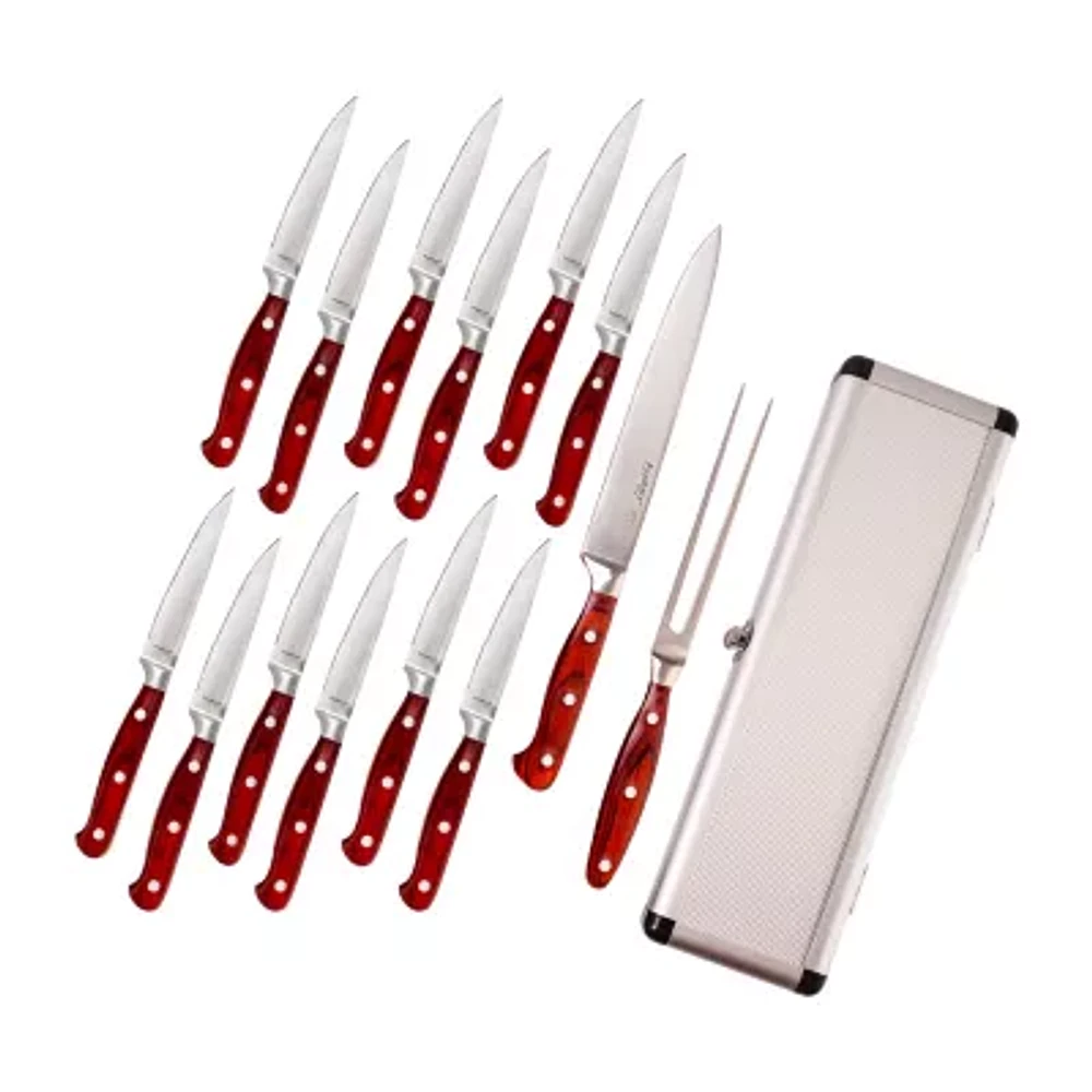 BergHOFF Pakka Wood Stainless Steel 15-pc. Carving Knife Set with Case