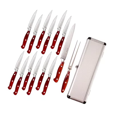BergHOFF Pakka Wood Stainless Steel 15-pc. Carving Knife Set with Case