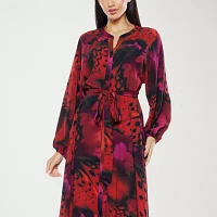 Premier Amour Womens Long Sleeve Animal Maxi Dress