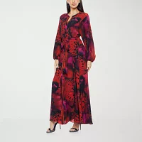 Premier Amour Womens Long Sleeve Animal Maxi Dress