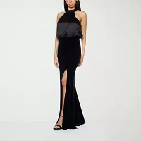 Premier Amour Velvet Womens Sleeveless Evening Gown