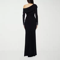 Premier Amour Womens Long Sleeve Embellished Evening Gown