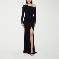 Premier Amour Womens Long Sleeve Embellished Evening Gown