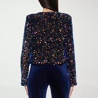 Premier Amour Sequin Lightweight Womens Cropped Jacket