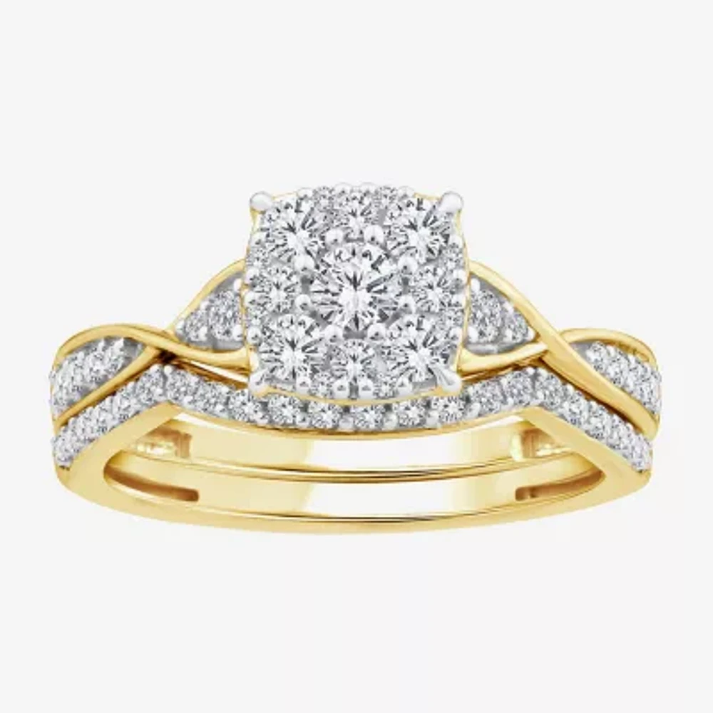 Womens 3/4 CT. T.W. Natural White Diamond 10K Gold Bridal Set