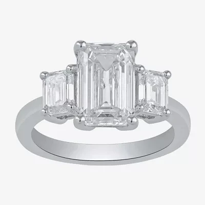 Love Lives Forever (F / Si2) Womens 4 CT. T.W. Lab Grown White Diamond 10K Gold 3-Stone Engagement Ring