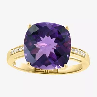 Effy  Womens Genuine Gemstone 14K White, Yellow, or Rose Gold Cushion Cocktail Ring