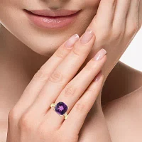 Effy  Womens Genuine Gemstone 14K White, Yellow, or Rose Gold Cushion Cocktail Ring