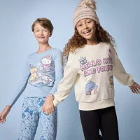 Little & Big Girls Crew Neck Long Sleeve Hello Kitty Pullover Sweater