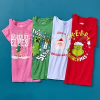 Little & Big Girls Round Neck Short Sleeve Elf Graphic T-Shirt