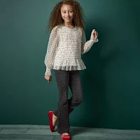 Thereabouts Little & Big Girls Round Neck Long Sleeve Blouse