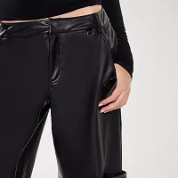 Forever 21 Pleather Womens Mid Rise Wide Leg Cargo Pant-Juniors
