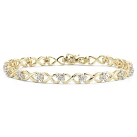 1/10 CT.T.W. Natural Diamond 14K Gold over Sterling SIlver Bracelet