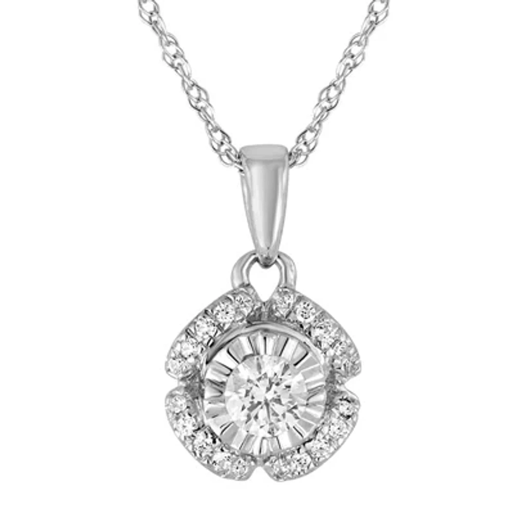 1/5 CT.T.W. Natural Diamond 10K White Gold Pendant Necklace