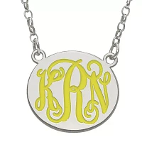 Personalized 19mm Sterling Silver Enamel Monogram Necklace