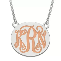 Personalized 26mm Sterling Silver Enamel Monogram Initial Pendant Necklace